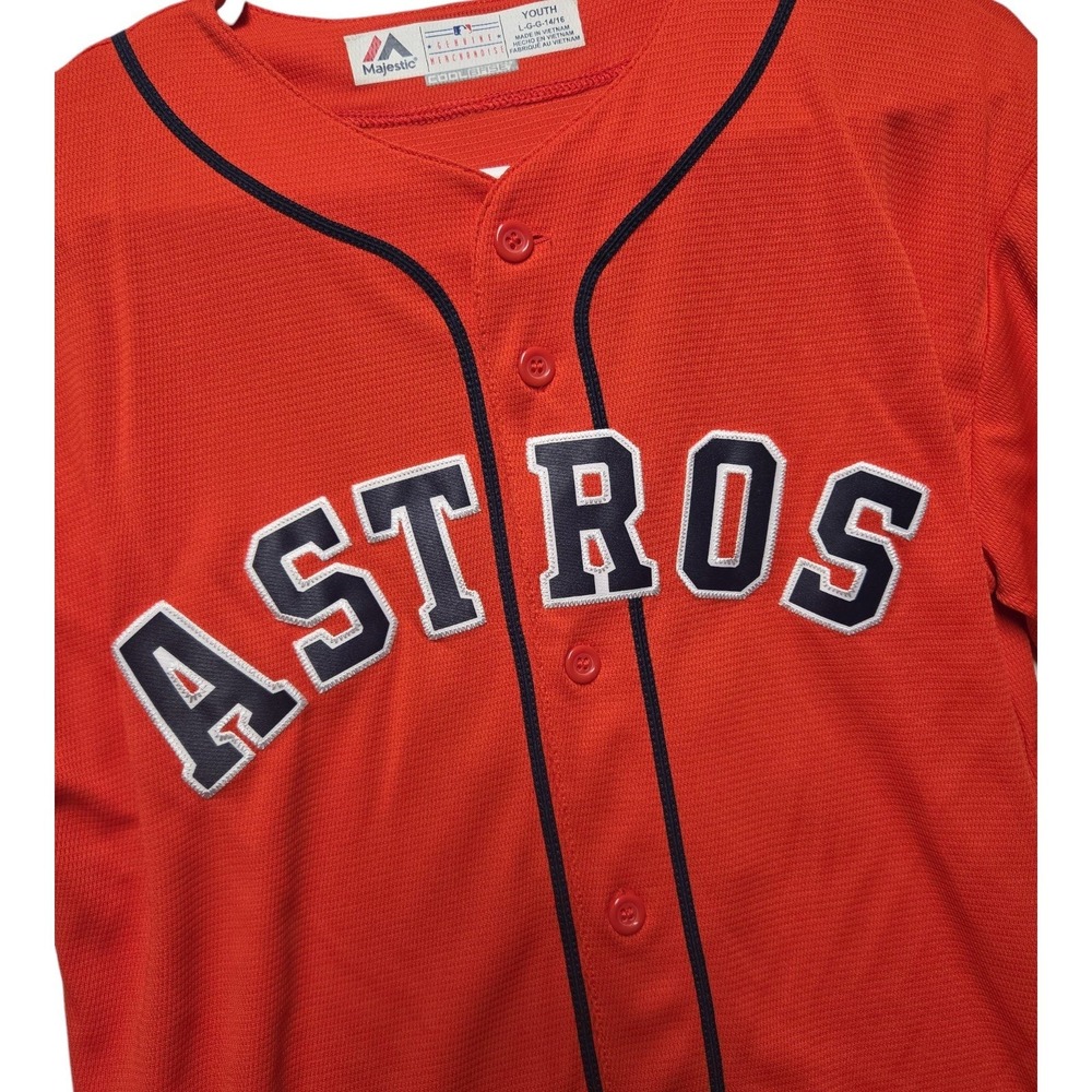 Majestic Houston Astros Jose Altuve 27 Youth Jersey Orange Cool Base L 14/16 NWT